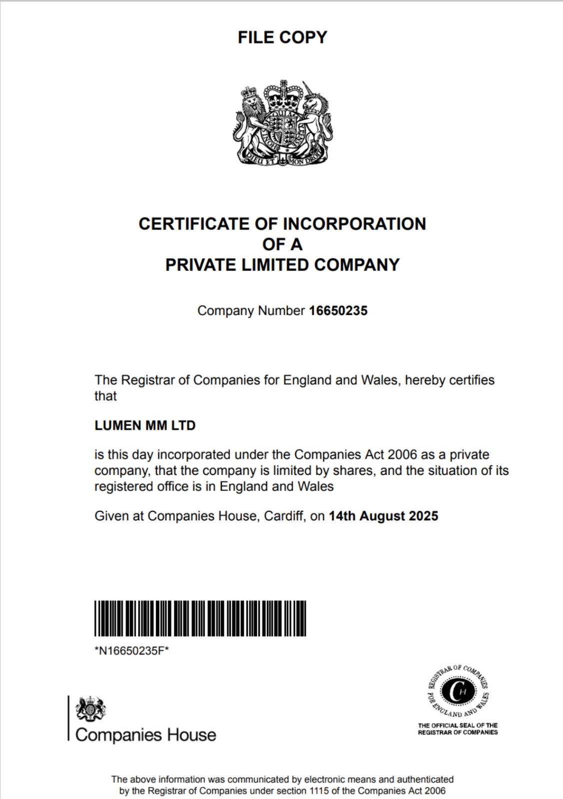Business License Document